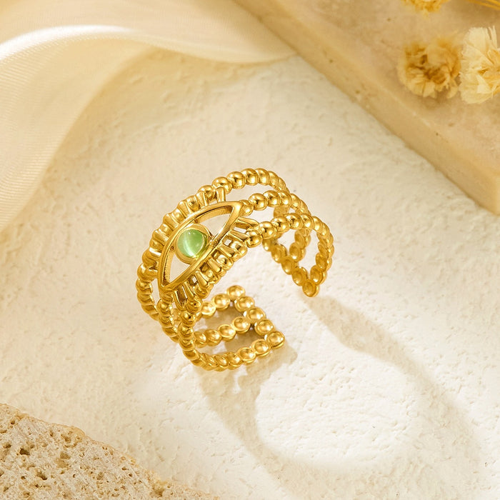 Wholesale red and green demon eye open rings