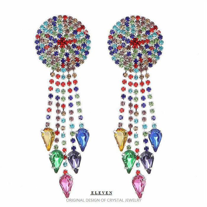 Exaggerated Tassel Earrings - Sparkling Heart Dangles for Evening Gowns