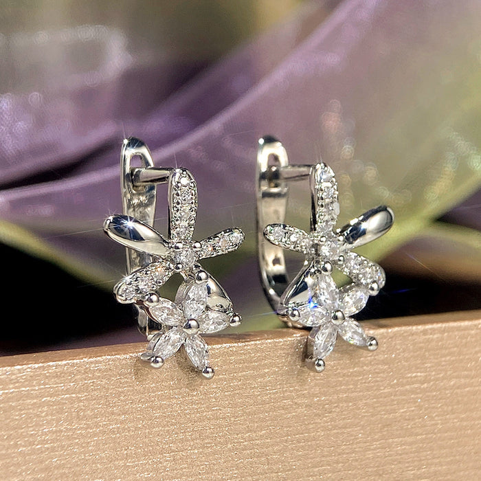 Zircon flower earrings Korean style flower earrings for women