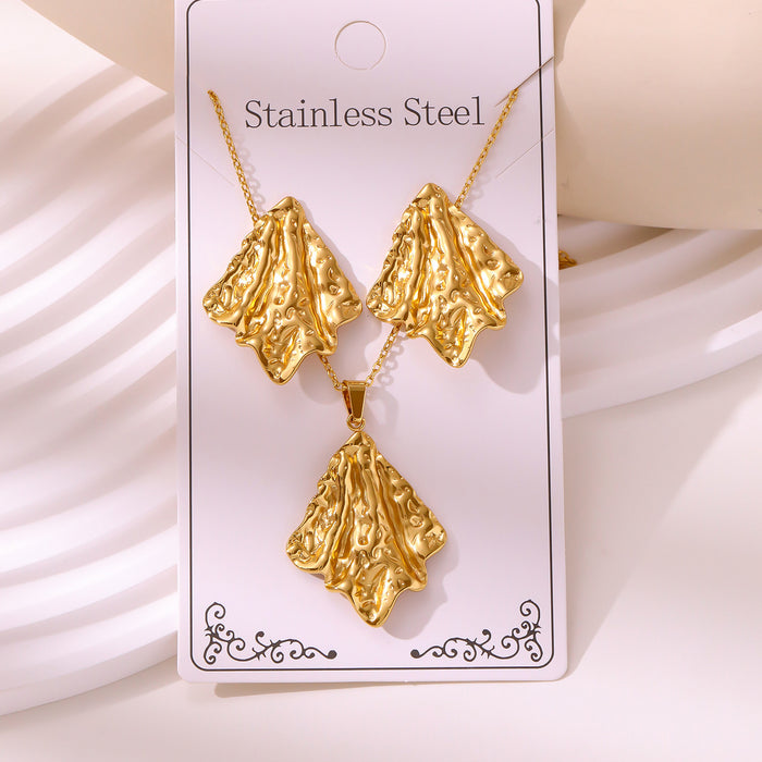 Wholesale 304 stainless steel hydraulic gold-plated earrings and necklace sets - wallojewerly 