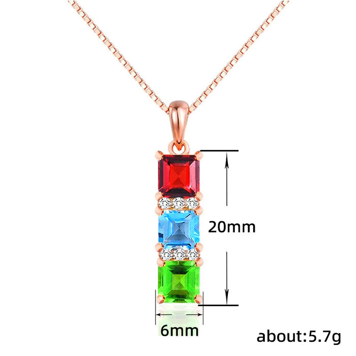 Rainbow building block hollow necklace Japanese and Korean style light luxury necklace