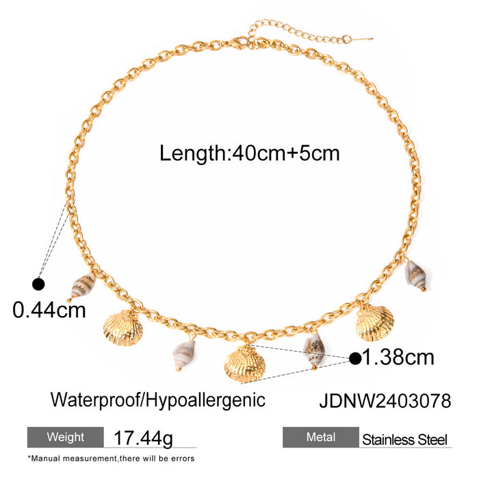 18K Gold Plated Stainless Steel Starfish, Shell, and Conch Bracelet - 2024 Summer Ocean Series Jewelry