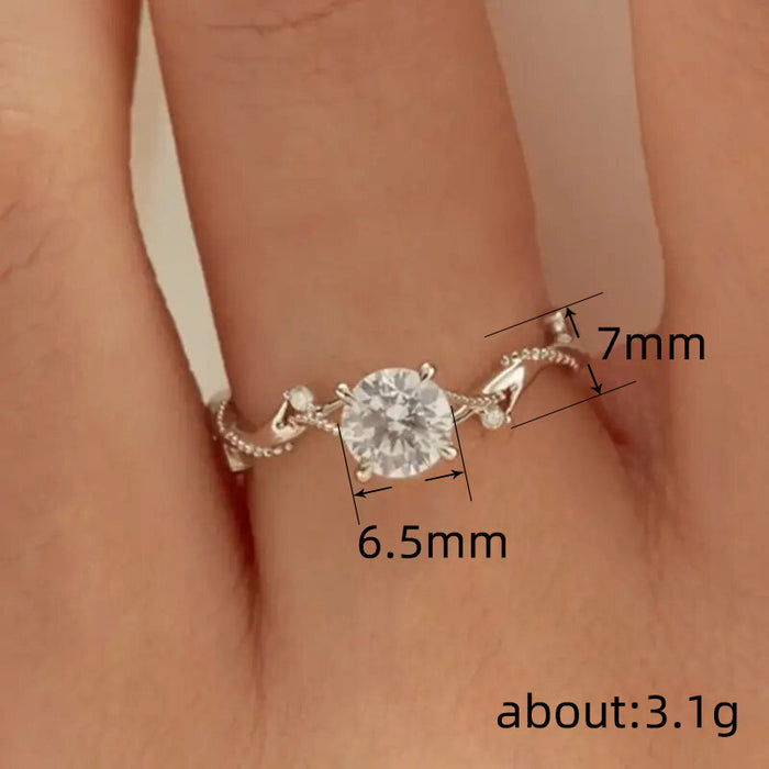 Branch bud four claw inlaid ring light luxury wedding ring