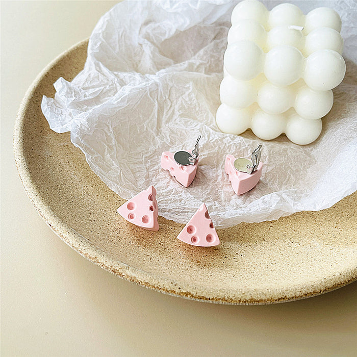 Cheese earrings Korean colorful childlike girl earrings