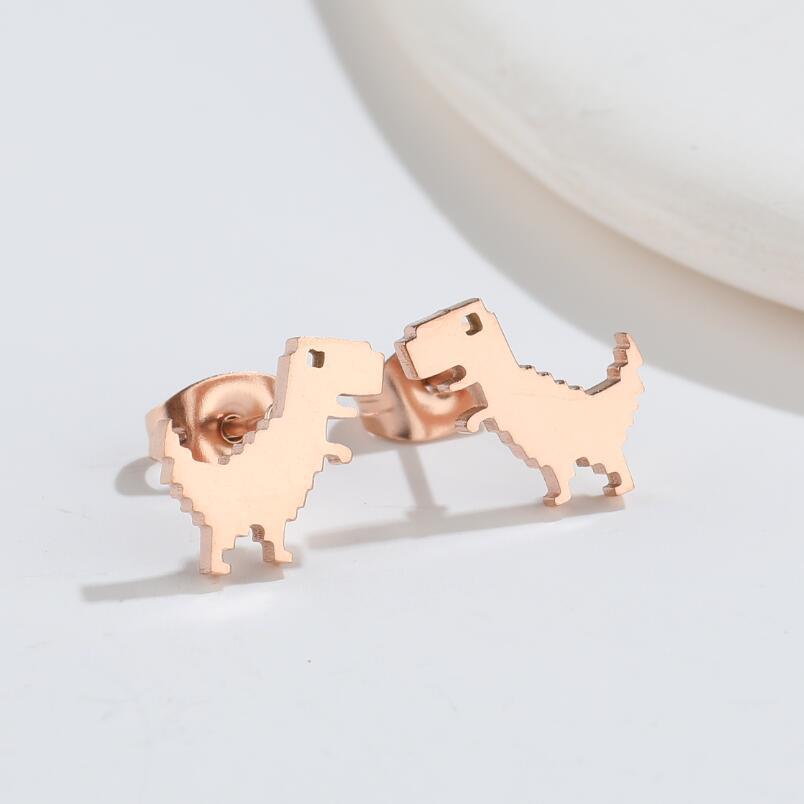 Ghost and Dinosaur Stainless Steel Earrings - 18K Gold Plated Halloween Jewelry