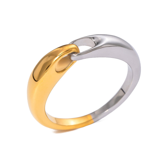 Elegant 18K Gold Plated Stainless Steel Ring with Textured Finish