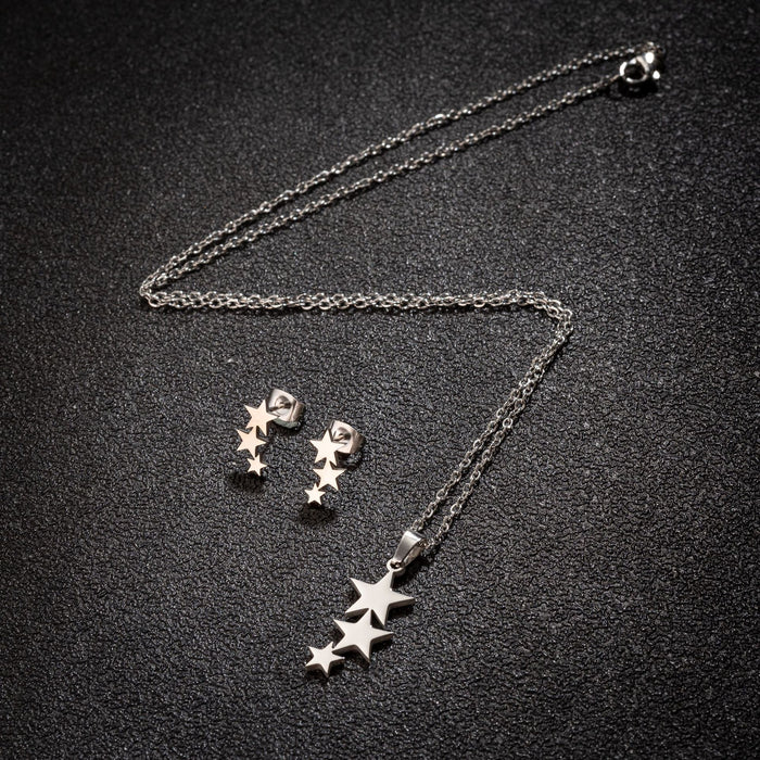 Conjunto de joyas con colgante de estrella: joyas de acero inoxidable sencillas y elegantes