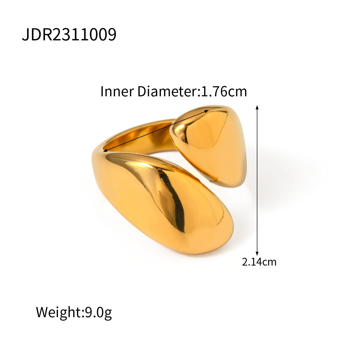 18K Gold Stainless Steel Geometric Zircon Ring - Minimalist and Chic