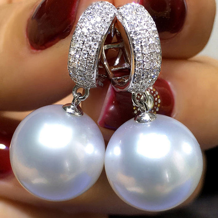 Baroque imitation pearl zircon earrings  women's earrings