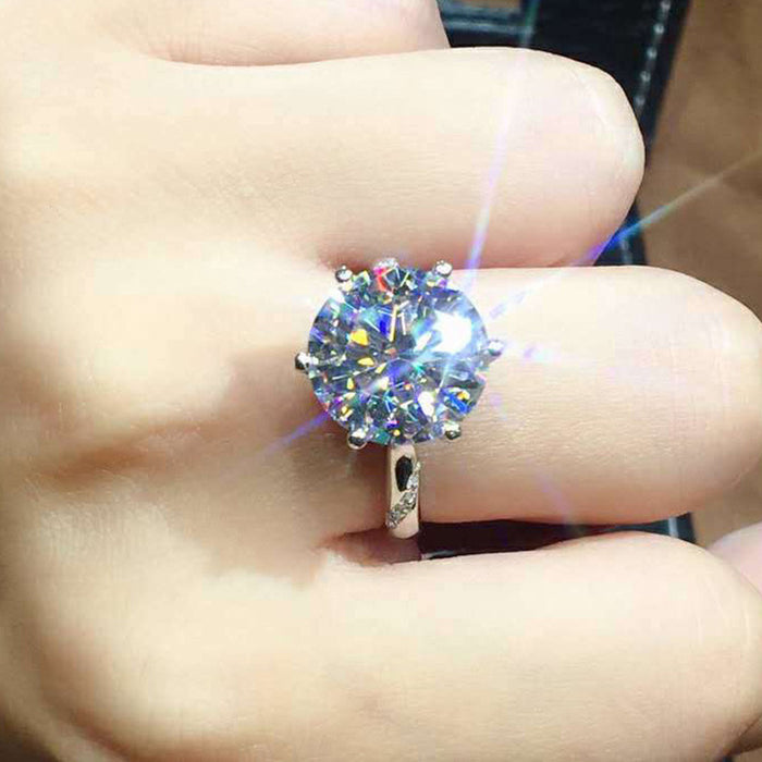 Anillo de compromiso con ocho corazones y ocho flechas de diamantes y circonitas, anillo de pareja