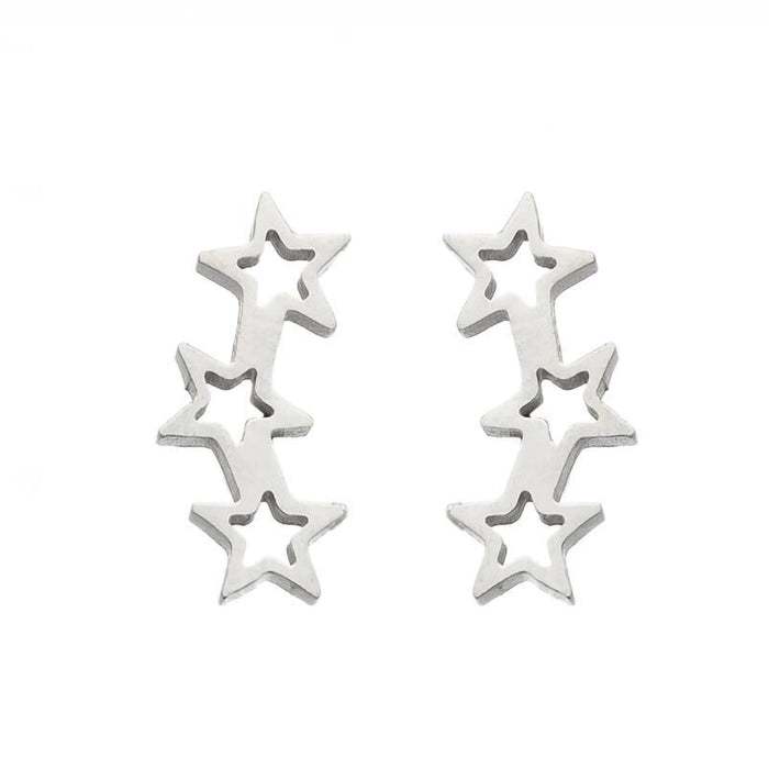 Black star and moon earrings, cross-border new stainless steel simple star and moon earrings personalized accessories wholesale