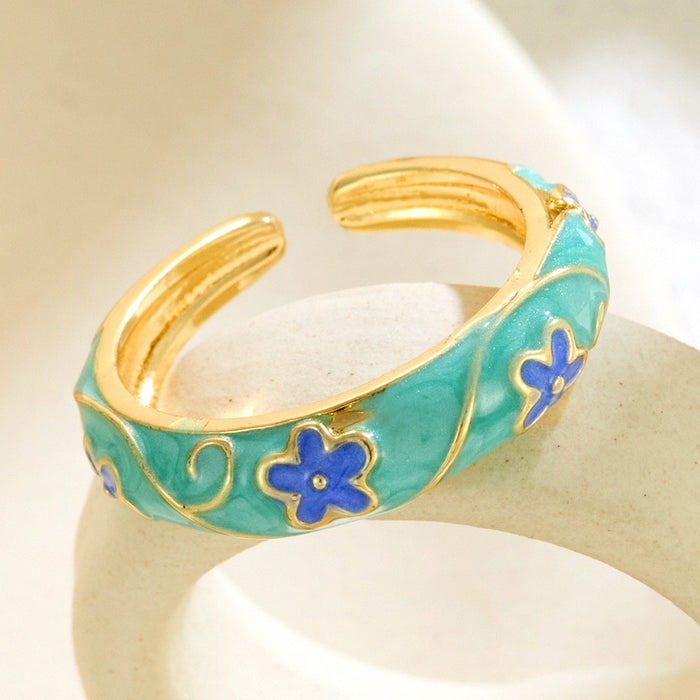 Wholesale copper colored flower drip rings