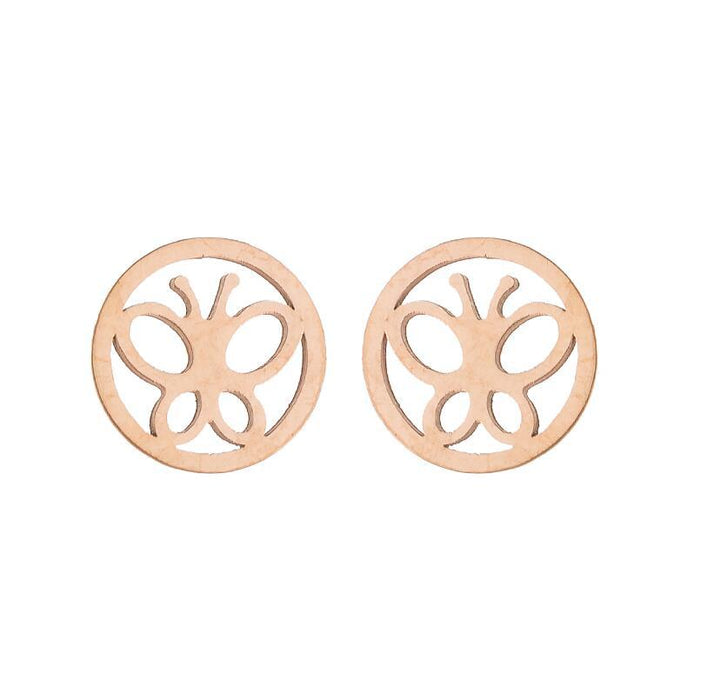 Butterfly earrings, double stainless steel female models small fresh hollow Korean style wings Yiwu small commodity wholesale