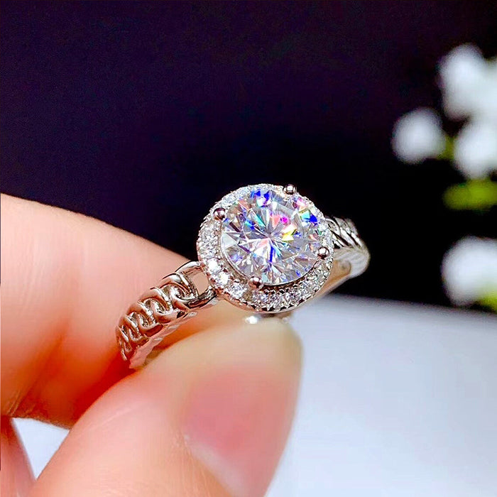 Micro-paved AAA zircon platinum diamond ring