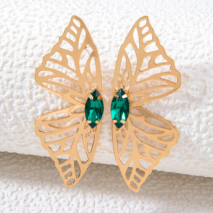 Butterfly earrings exaggerated hollow alloy earrings