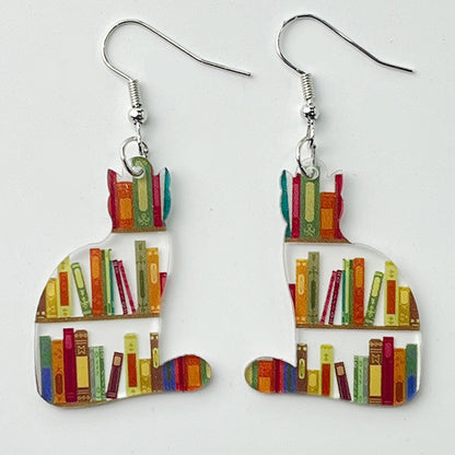 Acrylic school bookshelf earrings