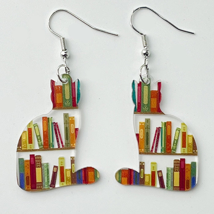 Acrylic school bookshelf earrings