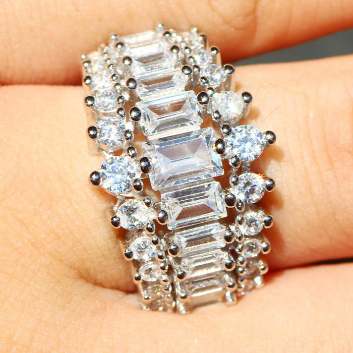 High Quality Platinum Plated Diamond Ring Wedding Bride Jewelry