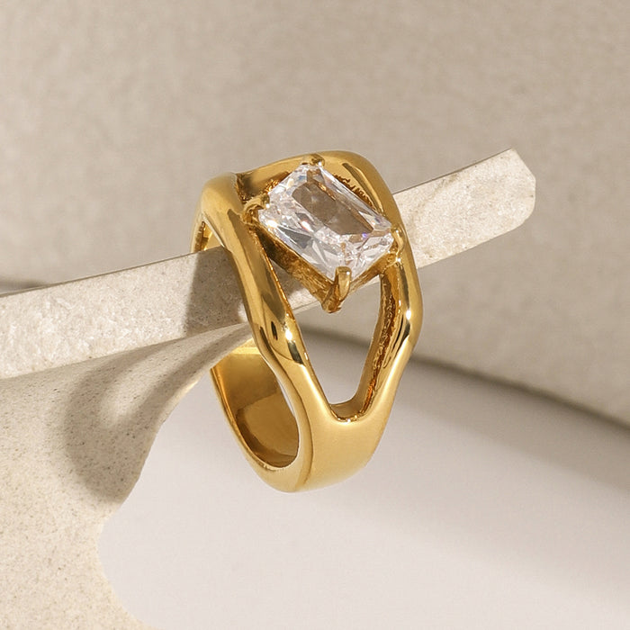 18k gold stainless steel zircon ring