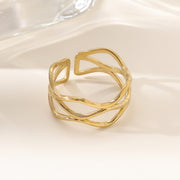 Wholesale 18K gold stainless steel irregular opening rings with furnace vacuum insulation - wallojewerly 