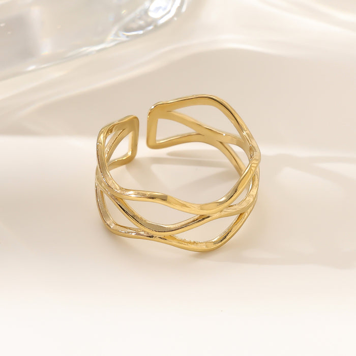 Wholesale 18K gold stainless steel irregular opening rings with furnace vacuum insulation