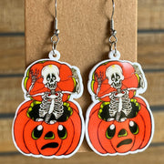 Halloween black cat acrylic earrings - wallojewerly 