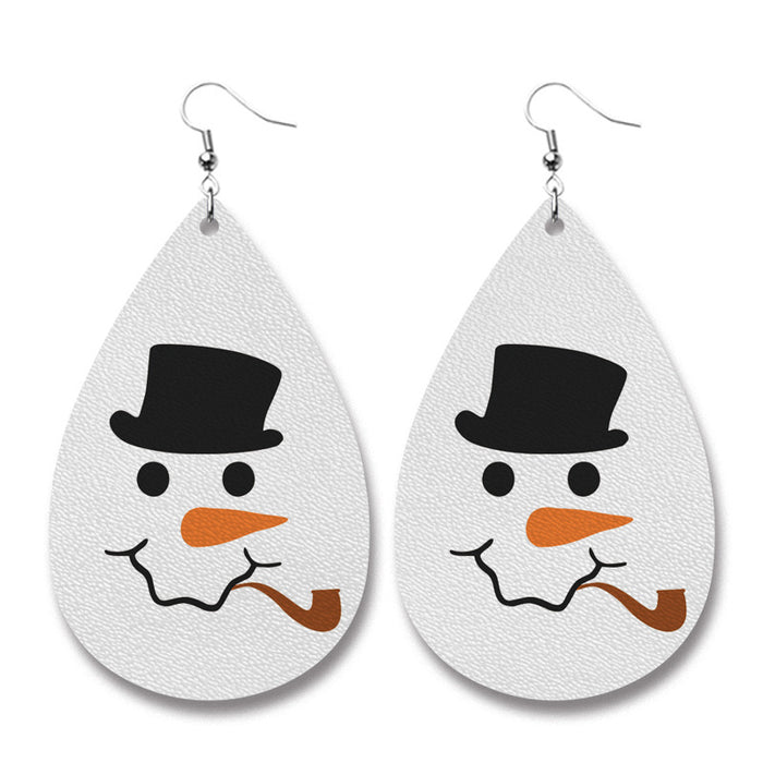 Christmas PU Leather Earrings with Doctor and Nurse Snowman Gifts