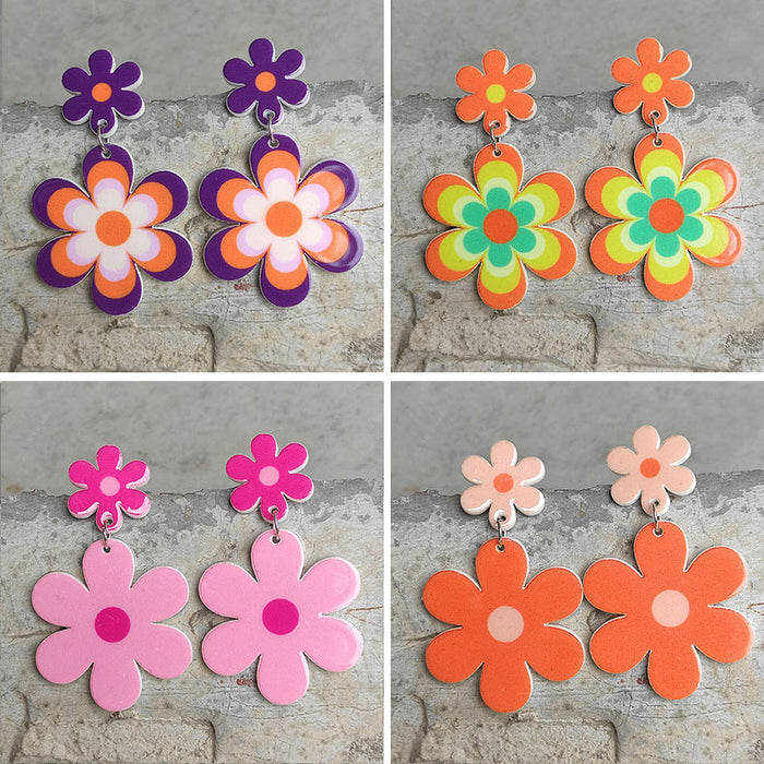 Multi-colored flower acrylic earrings