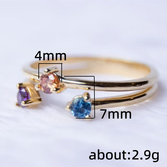 Anillo de circonitas de colores, anillo cruzado dulce y versátil.