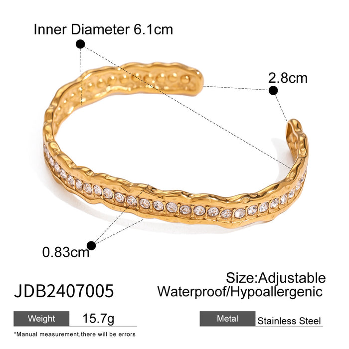 Stainless steel zircon bracelet open titanium steel jewelry