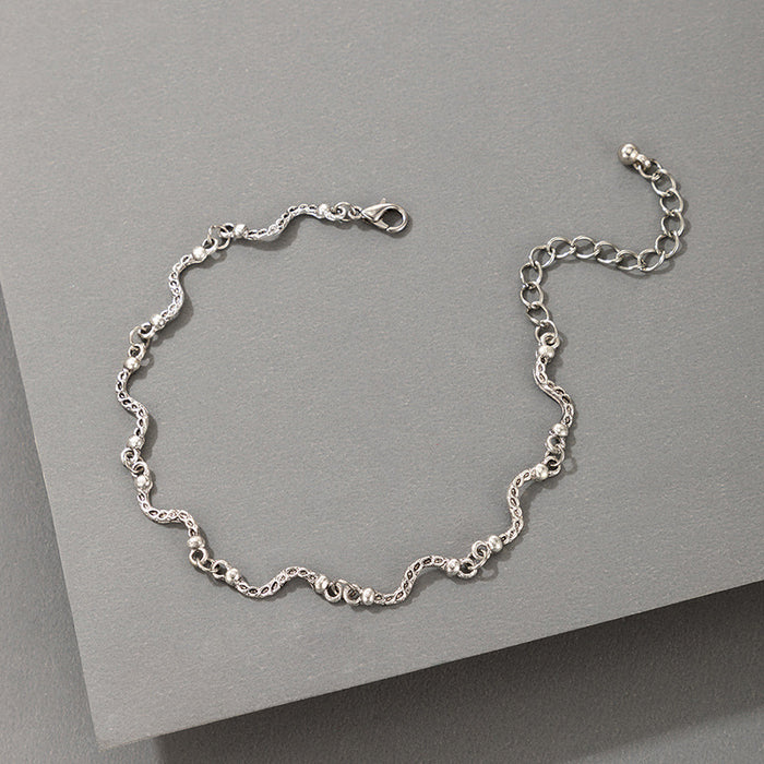 Wave Crystal Bracelet - Silver Lock Cold Wind Diamond Snake Single Layer Bracelet