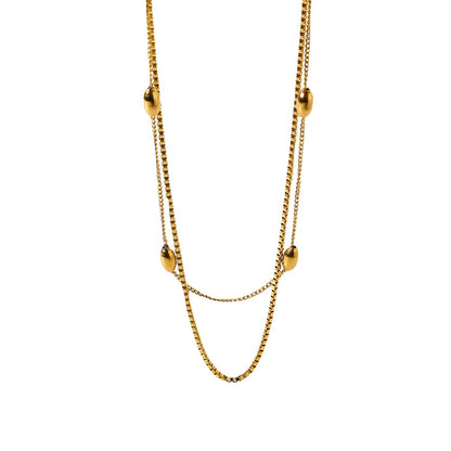 Gold-Plated Layered Necklace with Minimalist Design - Women's Fashion Choker