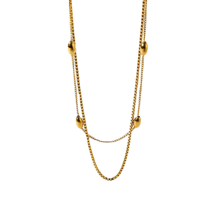 Gold-Plated Layered Necklace with Minimalist Design - Women's Fashion Choker