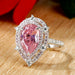 Light luxury teardrop-shaped full diamond ring pink pear-shaped female ring - wallojewerly 