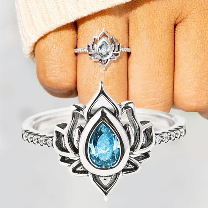 Flame Shaped Lotus Ring Vintage Wide Face Single Ring