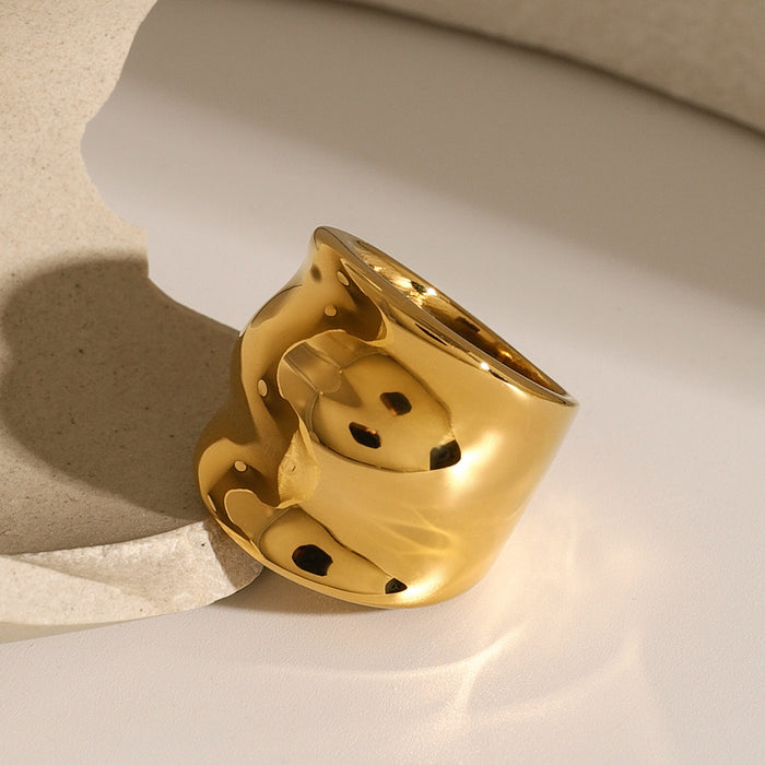 Double Layer 18K Gold Plated Stainless Steel Ring - Modern Design