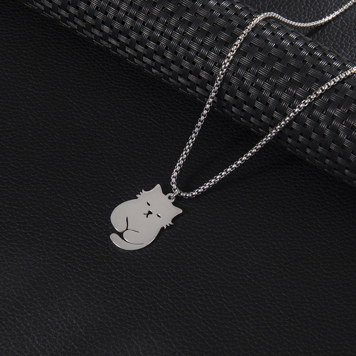 Cat pendant necklace, stainless steel fashion cute animal pet jewelry accessories cross-border wholesale