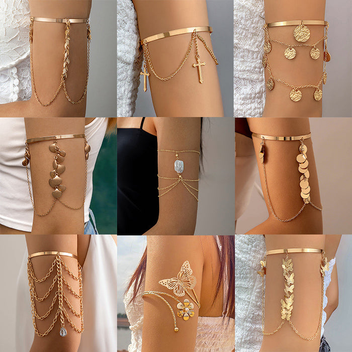 Butterfly Tassel Multi-Layer Bracelet - Fashionable Open Arm Chain