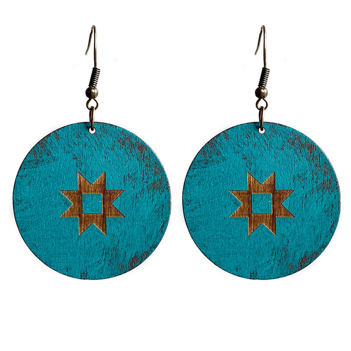 Wooden sun earrings