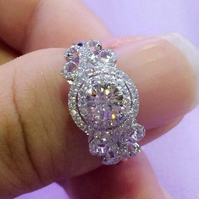 Micro-encrusted diamond zircon ring for women for engagement and wedding