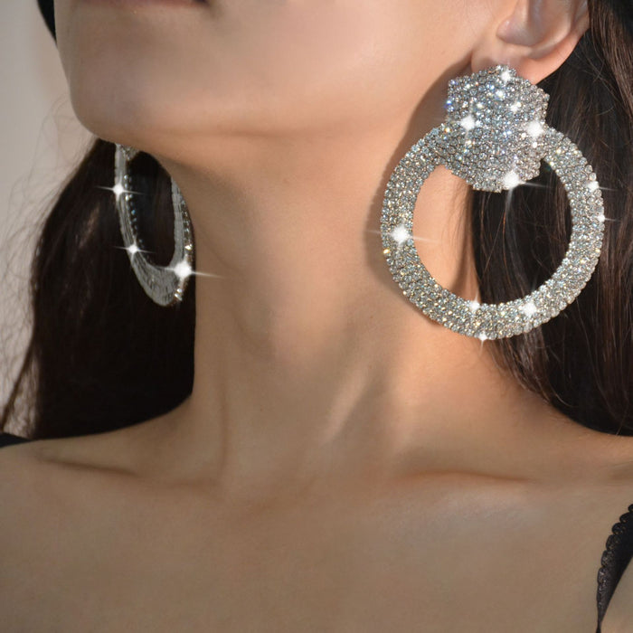 Net Red Tassel Earrings - Round Rhinestone Dangles for a Trendy Look