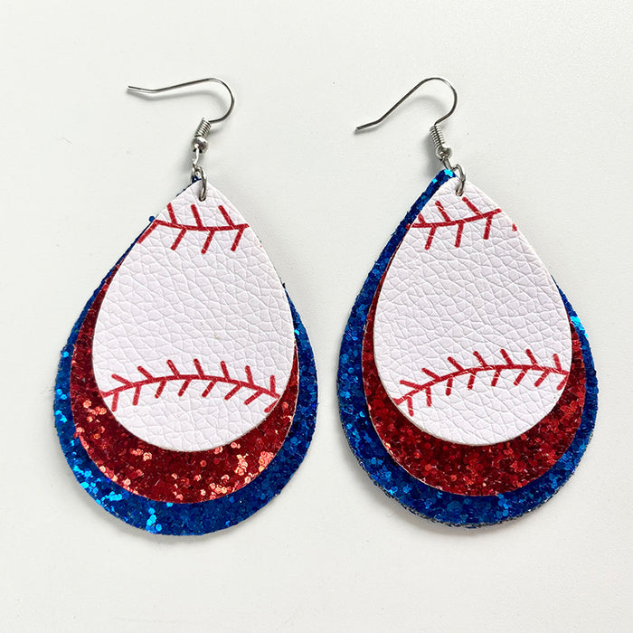 Sports Team Color Earrings with Cheerleading, Football, Baseball, and Softball Design