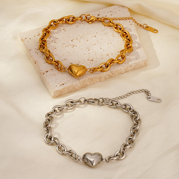 Stainless Steel Imitation Pearl Chain Infinity Love Bracelet