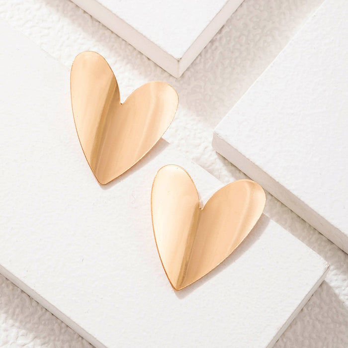 Gold Heart Earrings Geometric Heart Earrings