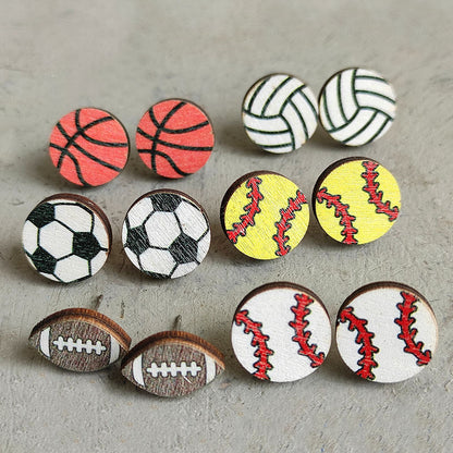 Wooden basketball earrings