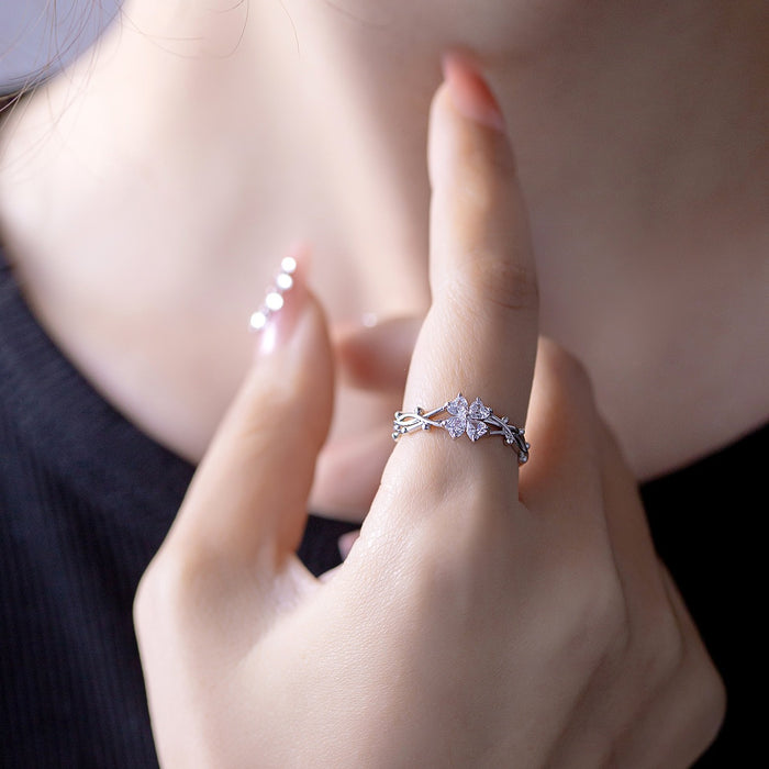 Wholesale heart-shaped four-leaf clover square open rings