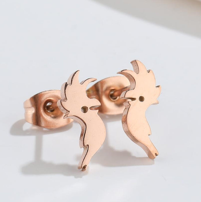 Bird Flying Stainless Steel Stud Earrings - Parrot-Inspired Fun Couple Jewelry