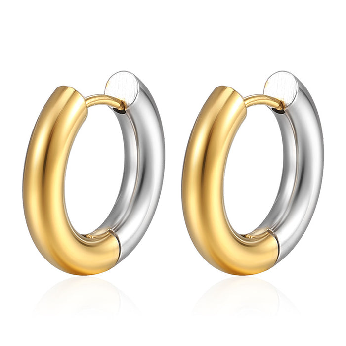 Gold titanium steel earrings for men and women round hoop stainless steel earrings