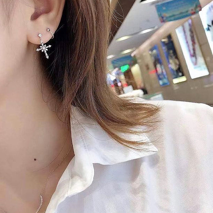 Pendientes de cruz elegantes pendientes para mujer pendientes