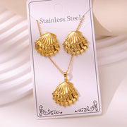 Wholesale 304 stainless steel hydraulic gold-plated earrings and necklace sets - wallojewerly 